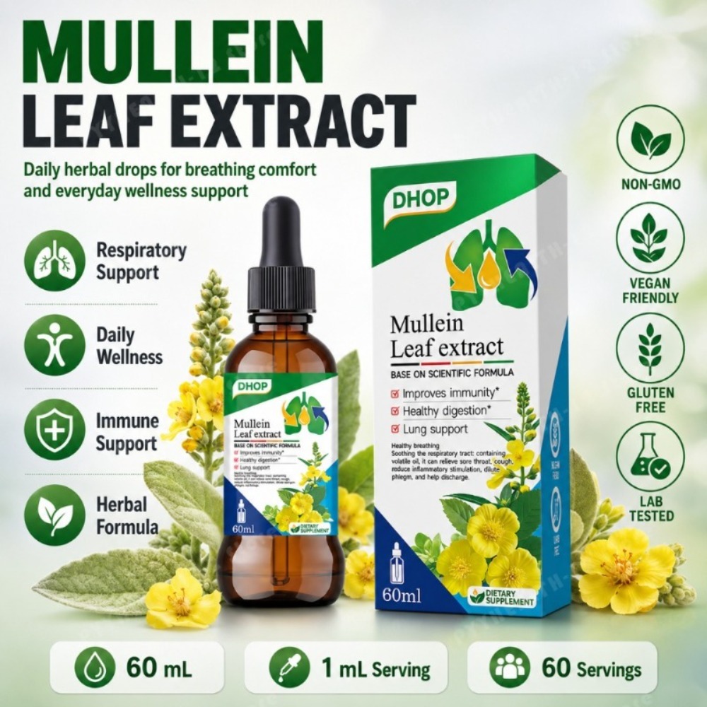Herbal Wellness Liquid - Mulleinblad Extract Druppels 60ml, Kruiden Vloeibaar