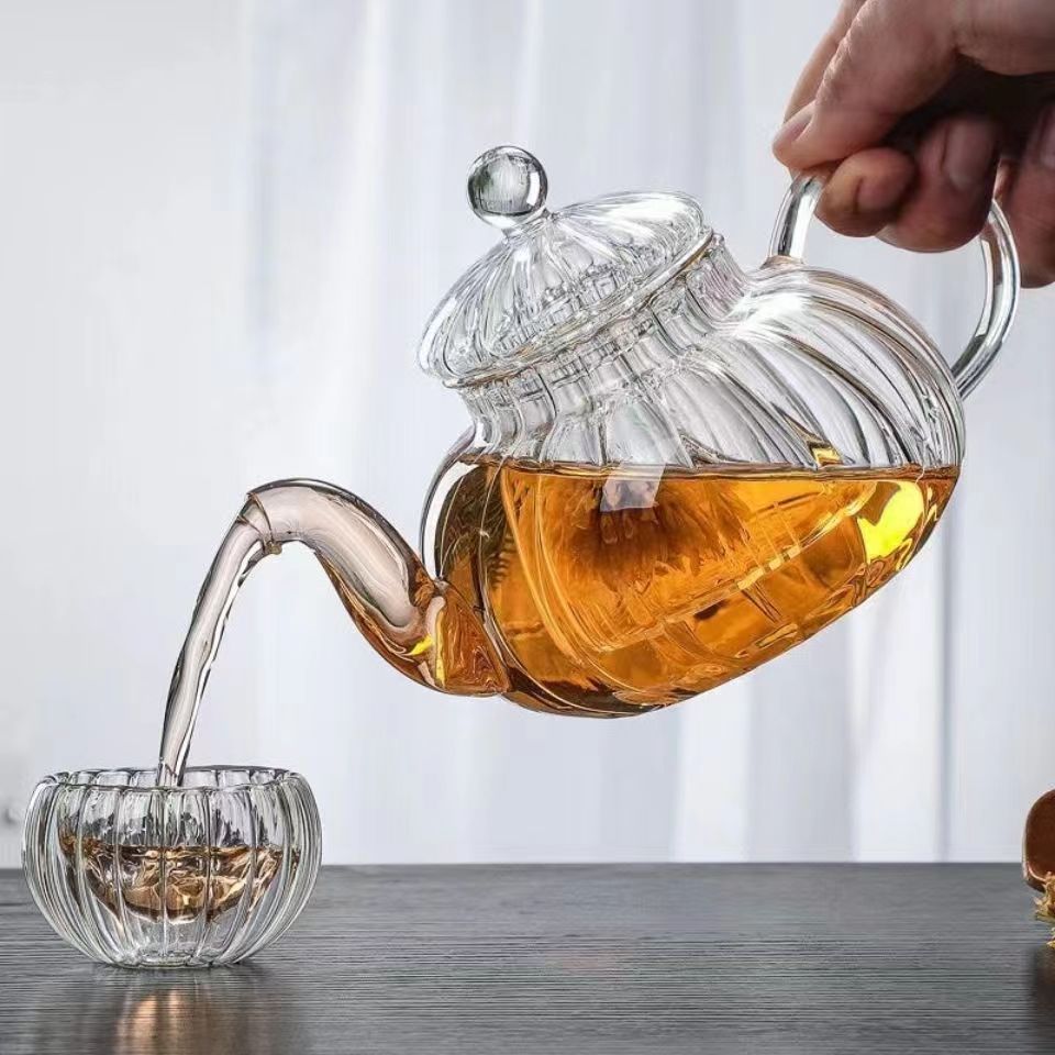 Herbal Wellness Products - Gestreepte Pompoen Vorm Bloem Theepot Bloem