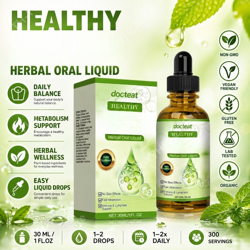 Herbal Wellness Liquid - Muntbladextract & Vitamine B1 Kruiden Vloeibare